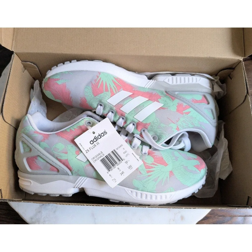 Adidas ZX Flux W Womens Tropical Floral Print Sneakers Size 7.5 US Pink Grn NIB